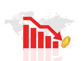 Bitcoin Price Decline Market Downturn Depicted in Red Chart vector