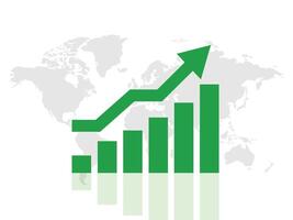 Business Growth Chart with Upward Arrow and Global Background vector