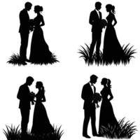 Loving couple Silhouette Set vector