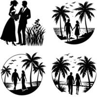 love ocean sunset vector
