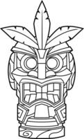Ancient Polynesian Tiki Totem With Tropical Leaf Elements And Sacred Symbolism vector