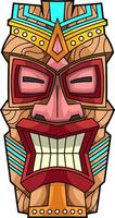 Traditional Hawaiian Tiki Totem With Ornamental Wood Texture And Bold Features vector