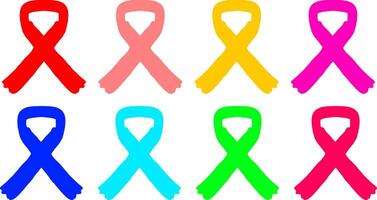 A vibrant collection of ribbon symbols representing women's protection against cancer, designed in multiple colors to signify awareness, strength, and support for various cancer causes. vector