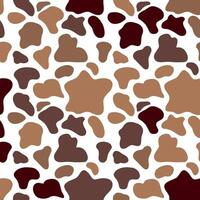 Brown cow skin seamless pattern with repeating spots. Endless leather backdrop with irregular brown bovine spots. vector