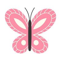 Elegant Pink Butterfly with Geometric Patterned Wings in Flat Style Isolated on White Background vector