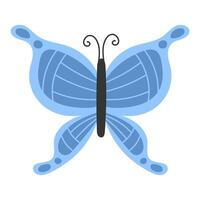 Elegant Blue Butterfly with Patterned Wings in Flat Style Isolated on White Background vector