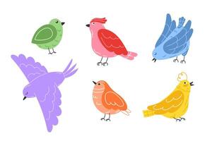 Colorful Spring Bird Collection in Flat Style for Seasonal Designs vector