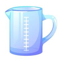Empty glass measuring cup, glassware, transparent cup with measurement scale. Kitchen utensils, cooking utensils, for calculating the amount of products. illustration on a white background. vector