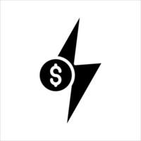 Money with electricity Icon, Symbol isolated white background. illustration. color editable. vector