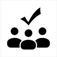 Group team with check mark Icon, Symbol isolated white background. illustration. color editable. vector