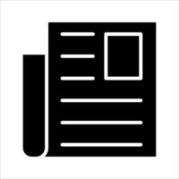 flat black newspape Icon . Symbol isolated white background. illustration. color editable. vector