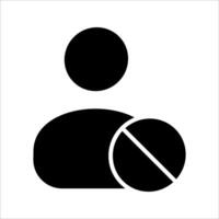 Blocked user person Icon.. Symbol isolated white background. illustration. color editable. vector