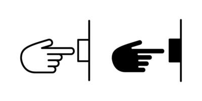 Hand push button Icon set. Symbol isolated white background. illustration. color editable. vector