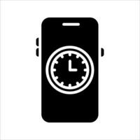 Alarm clock on smartphone screen Icon,Symbol isolated white background. illustration. color editable. vector
