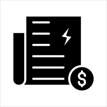 Electricity utility bill document Icon . Symbol isolated white background. illustration. color editable. vector