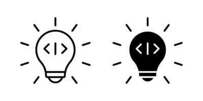 Lightbulb coding Icon set. Symbol isolated white background. illustration. color editable. vector