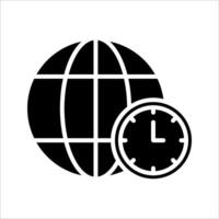 Globe clock time Icon, Symbol isolated white background. illustration. color editable. vector
