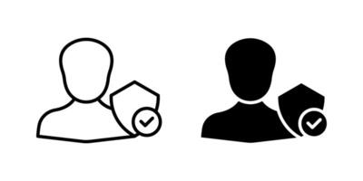 User profile with shield and check mark Icon set. Symbol isolated white background. illustration. color editable. vector