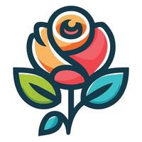 Rose Illustration in a Circle with Decorative Elements vector