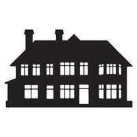 Silhouette of a two-story house with multiple windows and a pitched roof vector