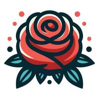 Rose emblem design in a circular shape vector