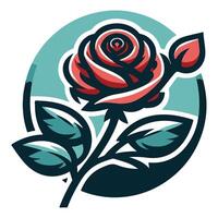 Stylized Rose Illustration in a Round Frame vector