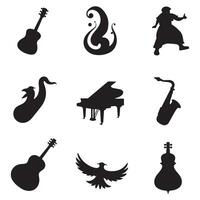 Dance Silhouettes and Musical Instruments vector