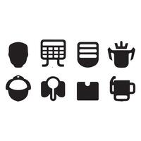 Collection of simple and stylized black and white icons vector