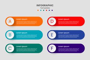 Infographic design with 6 point color psd