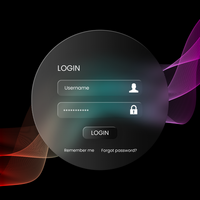 glassmorphism login ui ux form psd