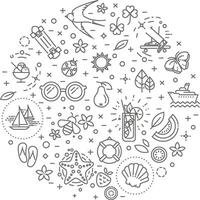 Outline web icon set - summer, vacation, beach vector