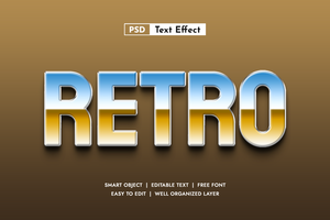 Retro style 3d editable text effect psd
