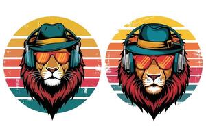T-shirt design based on cool lion vector
