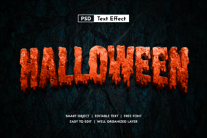 Halloween scary 3d editable text effect psd