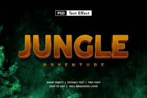 Jungle Adventure 3d editable text effect psd