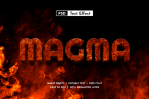 Magma 3d editable text effect, Fire, Hot psd
