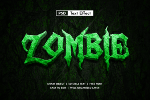 Zombie 3d editable text effect, scary halloween psd