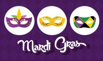 Three Mardi Gras masks with different designs vector