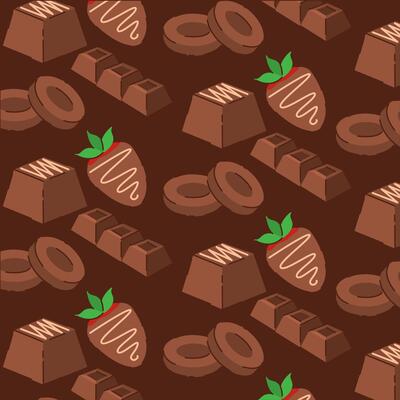 Chocolate strawberry and candy tile pattern.