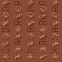 Minimal pattern of chocolate bonbons and bars. vector