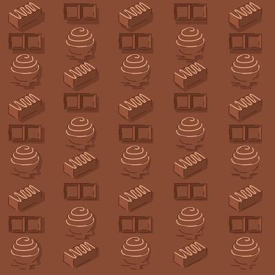 Minimal pattern of chocolate bonbons and bars.