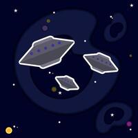 Colored universe background with a group of ufo vector