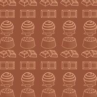 Outlined chocolate treats seamless pattern. vector