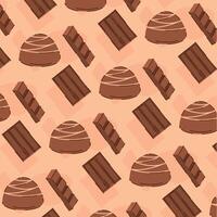 Diagonal chocolate bars and bonbons pattern. vector