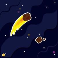 Colored universe background with pair of meteors vector