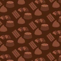 Mixed chocolates seamless pattern with candies. vector