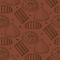 Choco donuts and candy bar repeat background. vector