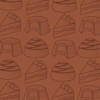 Seamless pattern with cake slices and bonbons. vector
