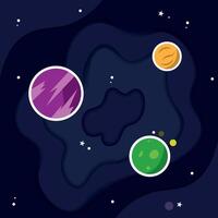 Colored universe background with a group of planets vector
