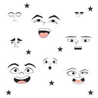 Set of different flat facial expressions vector